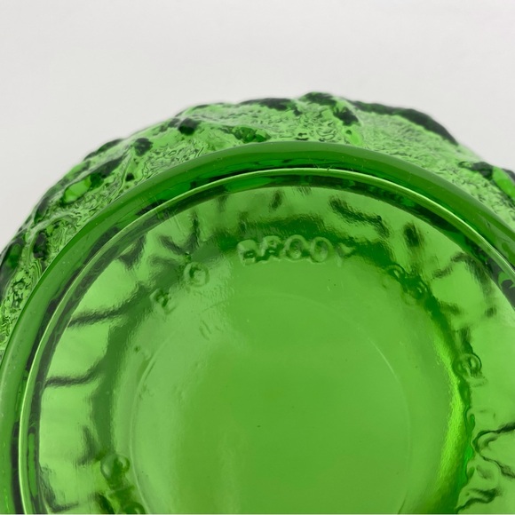 EO Brody Green Crinkle Glass 6 in Wide Mouth Flower Bowl Vase Vintage MCM USA - Picture 6 of 8